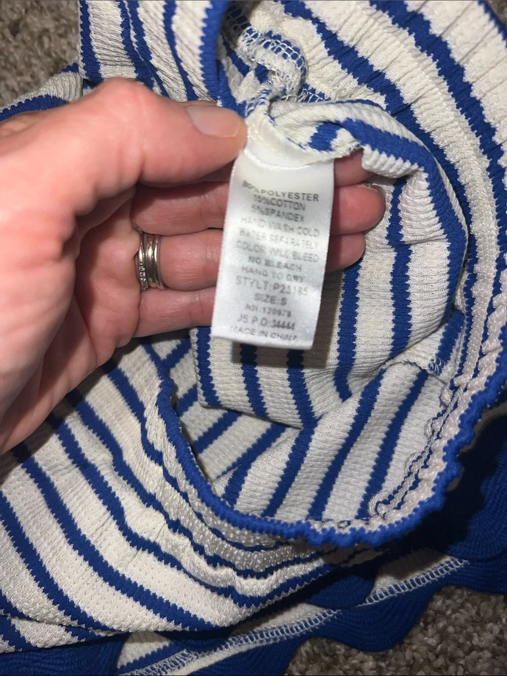 Entro Royal Blue & White Striped Elastic Shorts with Ric Rac Scalloped Hem CUTE! - Picture 11 of 11
